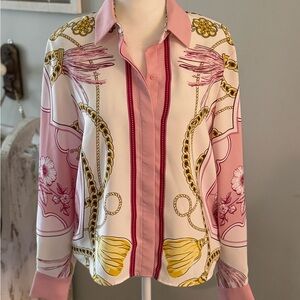 RACHEL Rachel Roy Pink and Yellow Button Down Shirt PERFECT FOR VALENTINES